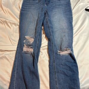 Flying Monkey Blue Distressed Flare Jeans